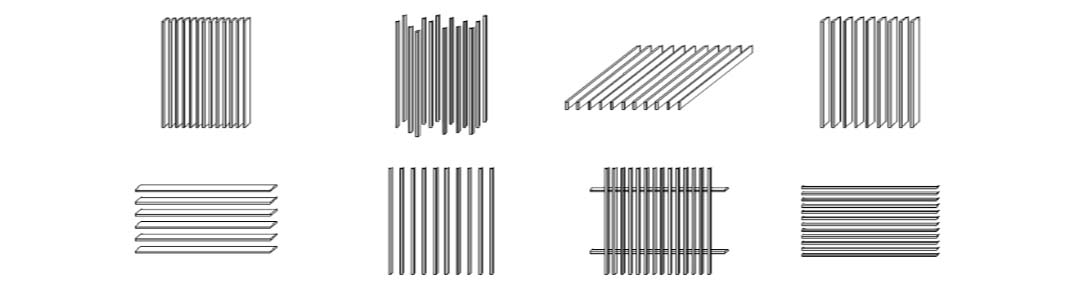 Different styles of aluminium batten